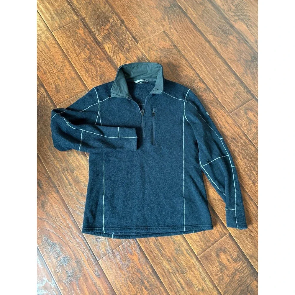 KÜHL Men’s Medium 1/4 Zip Fleece Pullover Navy Outdoor Hiking Sweater